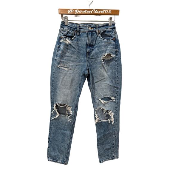 American Eagle High Rise Mom Jean Distressed Y2K Everyday Casual 2 - Picture 1 of 8